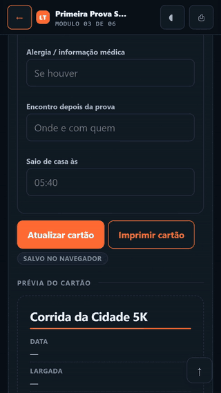 Cartão de Prova Imprimível em uso